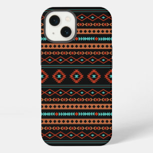 Aztec Rusts Aquamarines Schwarz Mixed Motifs-Muste iPhone Hülle