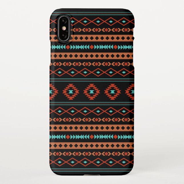 Aztec Rusts Aquamarines Schwarz Mixed Motifs-Muste iPhone Hülle (Rückseite)