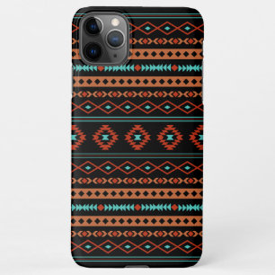 Aztec Rusts Aquamarines Schwarz Mixed Motifs-Muste iPhone 11Pro Max Hülle
