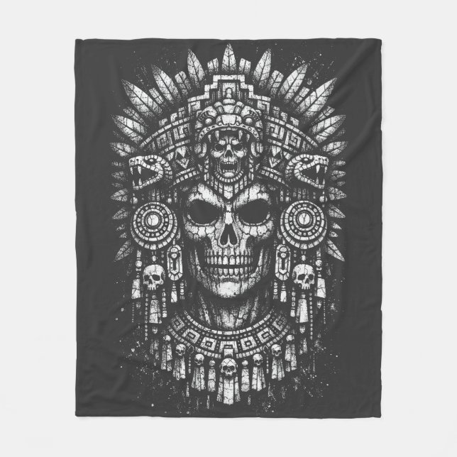 Aztec-Schädelkopfschmuck von BurnsInHell Fleecedecke (Vorderseite)
