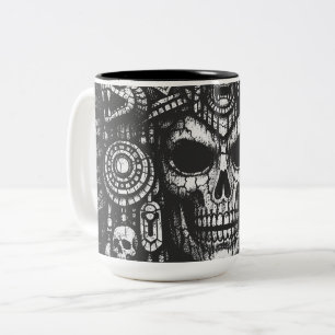 Aztec-Schädelkopfschmuck von BurnsInHell Zweifarbige Tasse