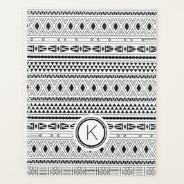 Aztec Schwarz-weiß Geometric Stripe Monogramm Planer