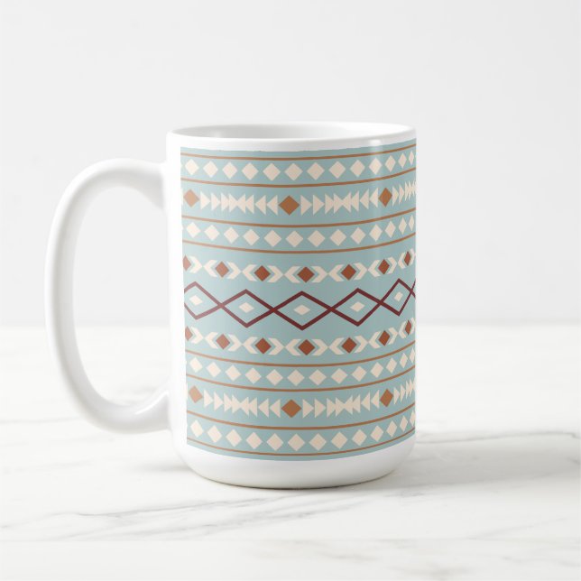 Aztec Shapes Big Pattern Rusts Cream Aquamarin-Blu Kaffeetasse (Links)
