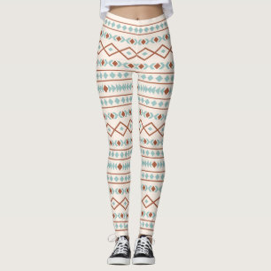 Aztec Shapes g Muster Rost Aquamarine Creme Leggings