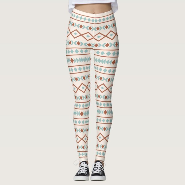Aztec Shapes g Muster Rost Aquamarine Creme Leggings (Vorderseite)