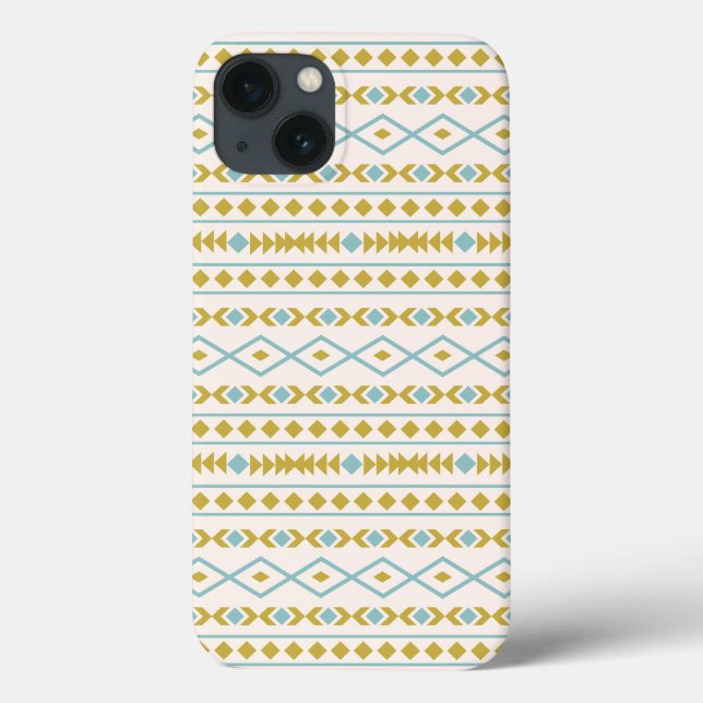 Aztec Shapes Muster Aquamarine Goldcreme Case-Mate iPhone Hülle (Rückseite)