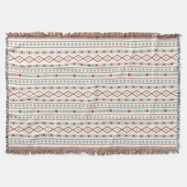 Aztec Shapes Muster Rost Aquamarine Creme Decke (Vorderseite)