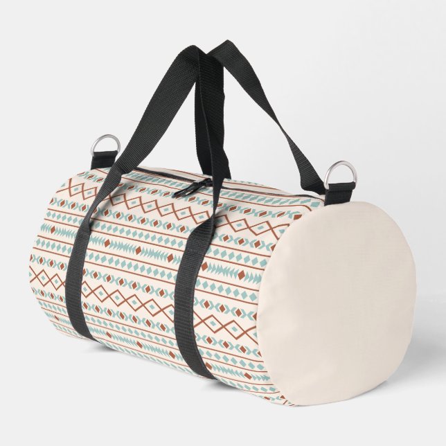Aztec Shapes Muster Rost Aquamarine Creme Duffle Bag (Linke Seite)