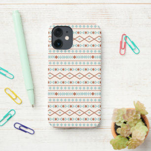 Aztec Shapes Muster Rost Aquamarine Creme iPhone 12 Mini Hülle