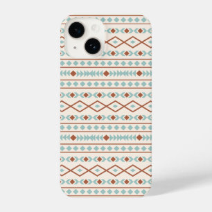 Aztec Shapes Muster Rost Aquamarine Creme iPhone 14 Hülle