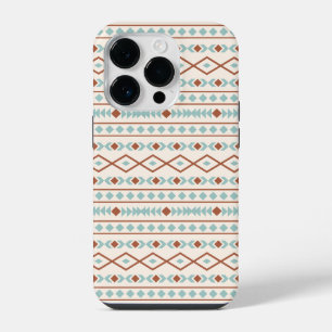 Aztec Shapes Muster Rost Aquamarine Creme iPhone 14 Pro Hülle