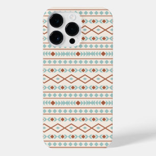 Aztec Shapes Muster Rost Aquamarine Creme iPhone 14 Pro Max Hülle
