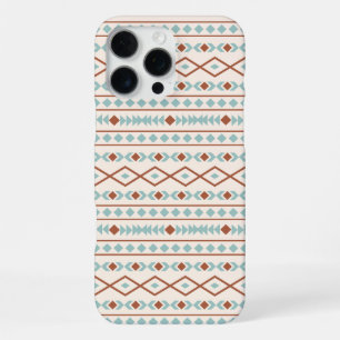 Aztec Shapes Muster Rost Aquamarine Creme iPhone 16 Pro Max Hülle