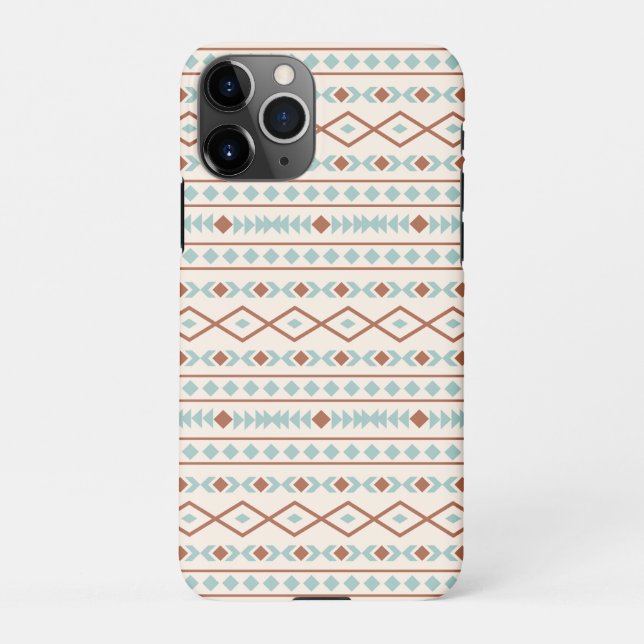 Aztec Shapes Muster Rost Aquamarine Creme iPhone Hülle (Rückseite)