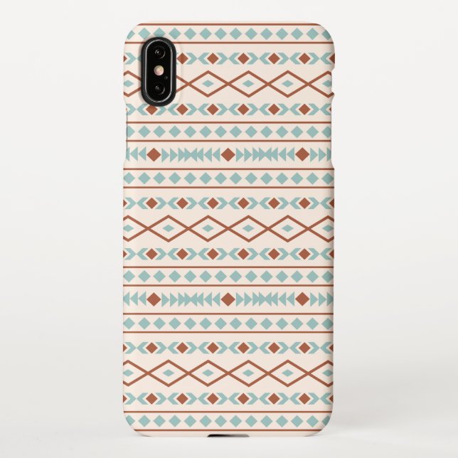Aztec Shapes Muster Rost Aquamarine Creme iPhone Hülle (Rückseite)