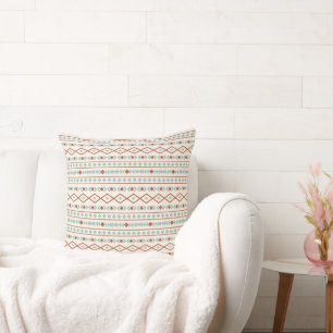 Aztec Shapes Muster Rost Aquamarine Creme Kissen