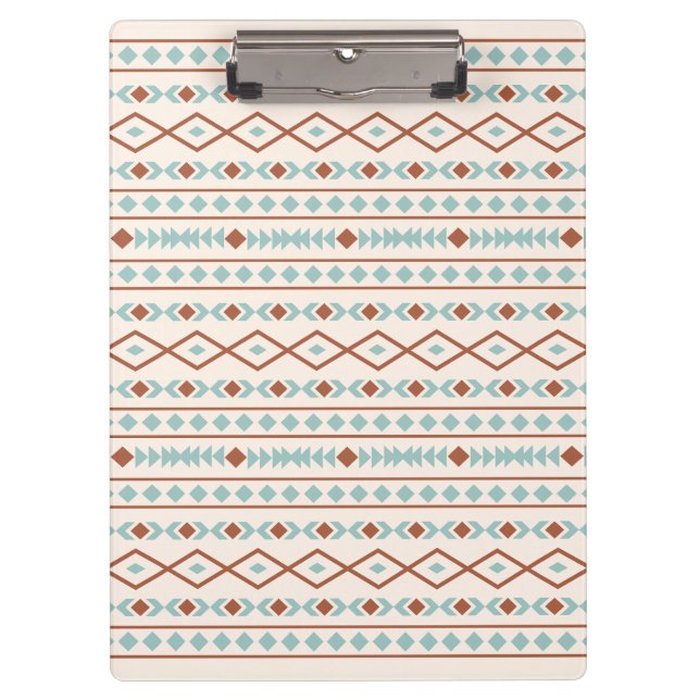 Aztec Shapes Muster Rost Aquamarine Creme Klemmbrett (Vorderseite)