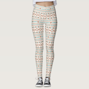 Aztec Shapes Muster Rost Aquamarine Creme Leggings