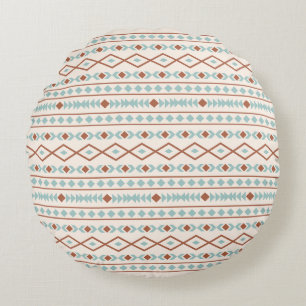 Aztec Shapes Muster Rost Aquamarine Creme Rundes Kissen
