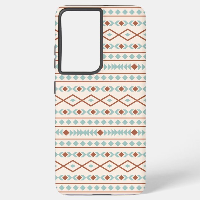 Aztec Shapes Muster Rost Aquamarine Creme Samsung Galaxy Hülle (Rückseite)