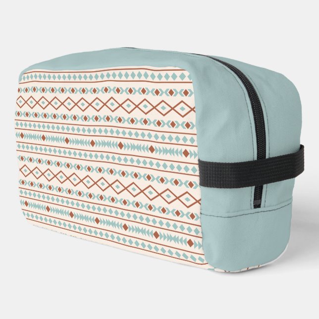 Aztec Shapes Muster Rost Aquamarine Creme Waschbeutel (Linke Seite)