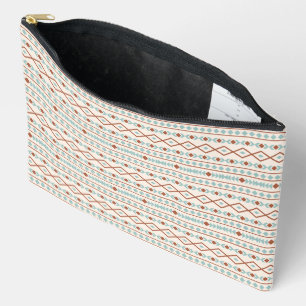 Aztec Shapes Muster Rost Aquamarine Creme Zubehörtasche