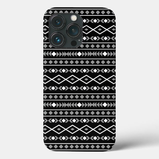 Aztec Shapes Muster Weiß Grau Schwarz Case-Mate iPhone Hülle (Rückseite)