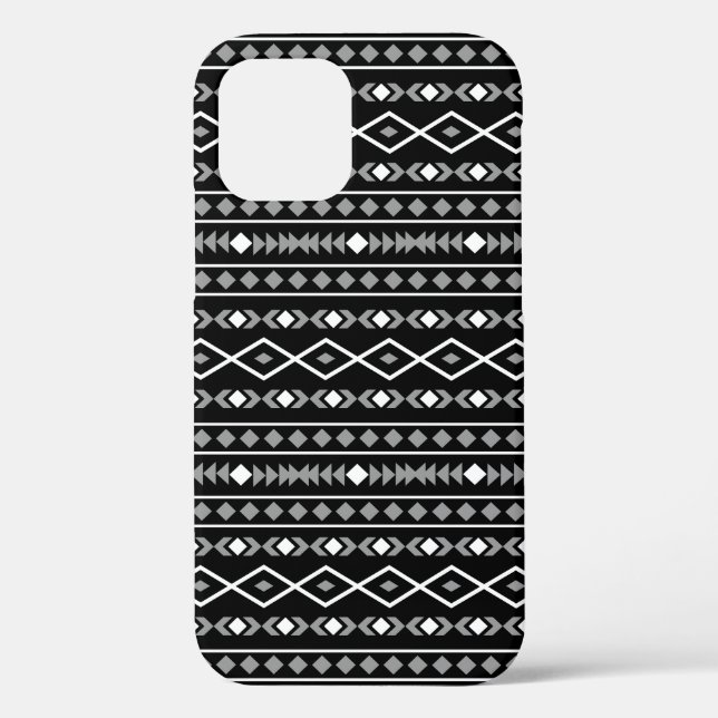 Aztec Shapes Muster Weiß Grau Schwarz Case-Mate iPhone Hülle (Rückseite)