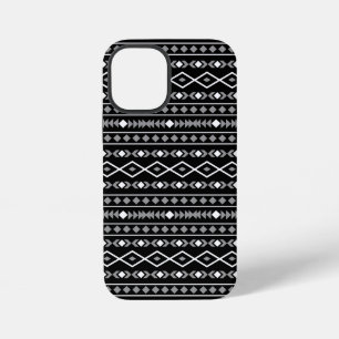 Aztec Shapes Muster Weiß Grau Schwarz iPhone 12 Mini Hülle