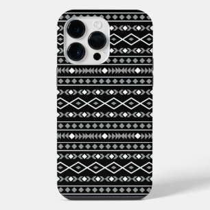 Aztec Shapes Muster Weiß Grau Schwarz iPhone 14 Pro Max Hülle