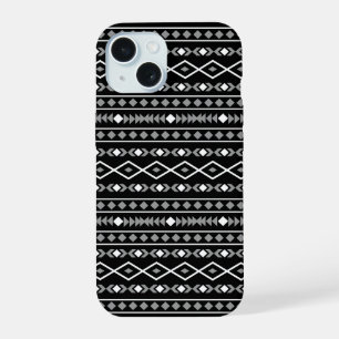 Aztec Shapes Muster Weiß Grau Schwarz iPhone 15 Hülle