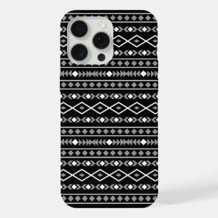 Aztec Shapes Muster Weiß Grau Schwarz iPhone 15 Pro Max Hülle