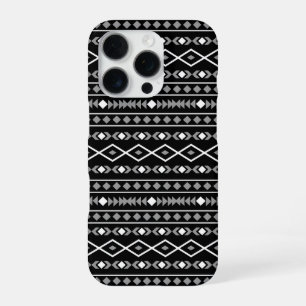 Aztec Shapes Muster Weiß Grau Schwarz iPhone 16 Pro Hülle