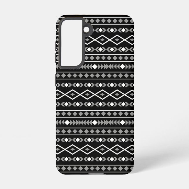 Aztec Shapes Muster Weiß Grau Schwarz Samsung Galaxy Hülle (Rückseite)