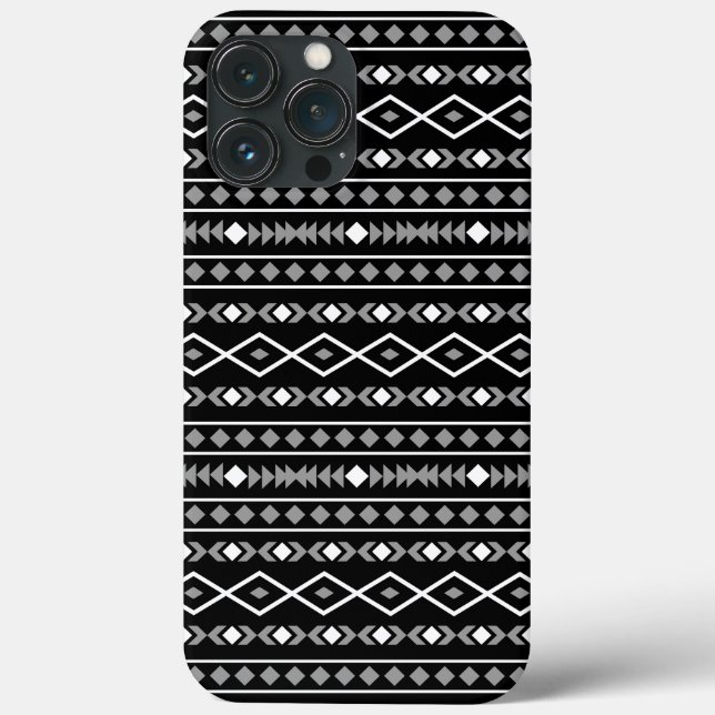 Aztec Shapes Pattern Grau Schwarz Case-Mate iPhone Hülle (Rückseite)