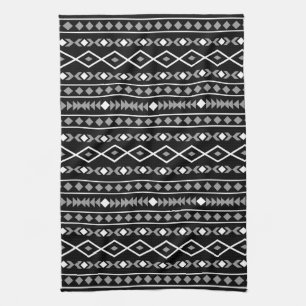 Aztec Shapes Pattern Grau Schwarz Geschirrtuch