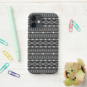 Aztec Shapes Pattern Grau Schwarz iPhone 12 Mini Hülle