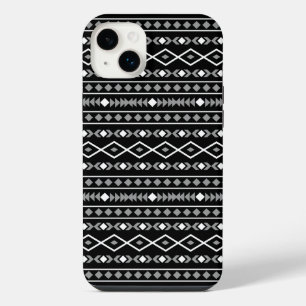Aztec Shapes Pattern Grau Schwarz iPhone 14 Plus Hülle