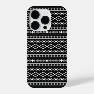 Aztec Shapes Pattern Grau Schwarz iPhone 14 Pro Hülle