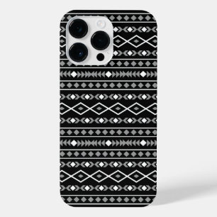 Aztec Shapes Pattern Grau Schwarz iPhone 14 Pro Max Hülle