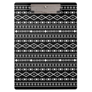 Aztec Shapes Pattern Grau Schwarz Klemmbrett