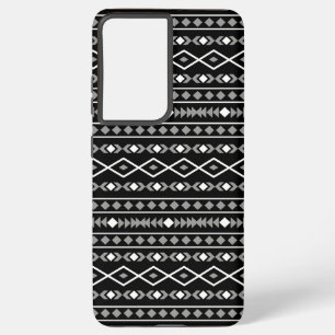 Aztec Shapes Pattern Grau Schwarz Samsung Galaxy Hülle