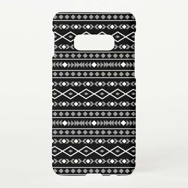 Aztec Shapes Pattern Grau Schwarz Samsung Galaxy Hülle (Rückseite)