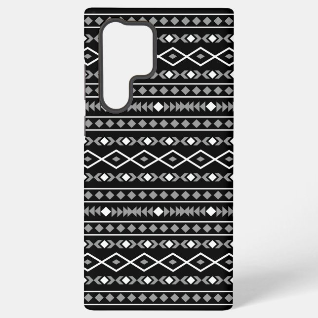 Aztec Shapes Pattern Grau Schwarz Samsung Galaxy Hülle (Rückseite)