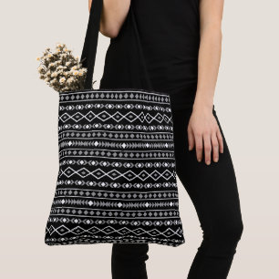 Aztec Shapes Pattern Grau Schwarz Tasche