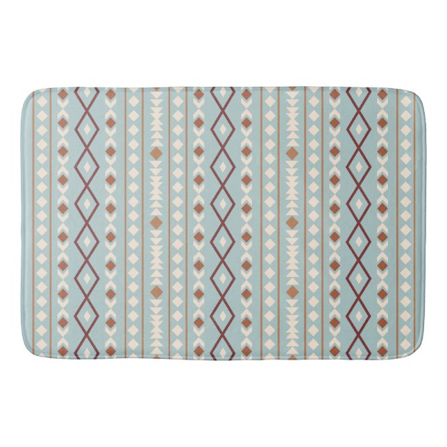 Aztec Shapes Pattern Rusts Cream Aquamarin-blau Badematte (Vorderseite)