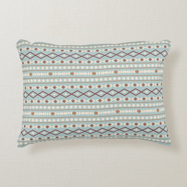 Aztec Shapes Pattern Rusts Cream Aquamarin-blau Dekokissen (Vorderseite)