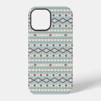 Aztec Shapes Pattern Rusts Cream Aquamarin-blau