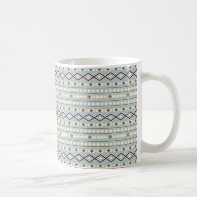 Aztec Shapes Pattern Rusts Cream Aquamarin-blau Kaffeetasse (Rechts)