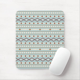Aztec Shapes Pattern Rusts Cream Aquamarin-blau Mousepad